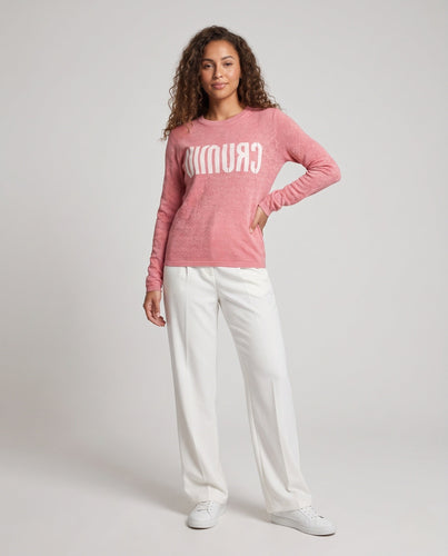 Damen Feinstrick-Pullover mit Rundhalsausschnitt, Jacquardstruktur und Logo-Front Shop Nory
