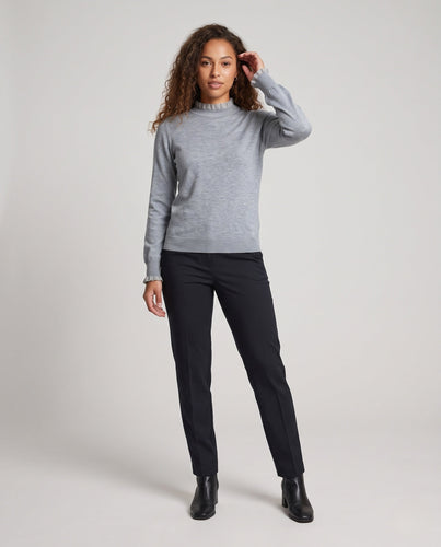 Damen Feinstrick-Pullover mit Rüschen-Stehkragen und feinen Bündchen Shop Nory
