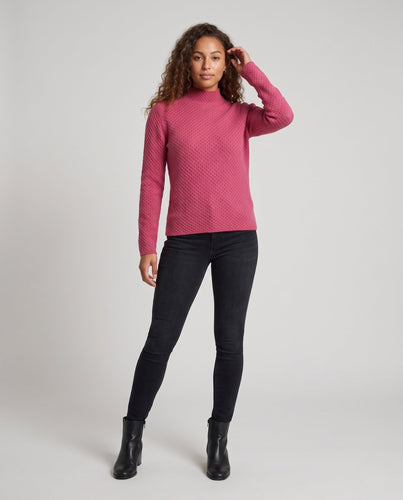 Damen Feinstrick-Pullover mit Wabenstruktur und kurzem Stehkragen Shop Nory