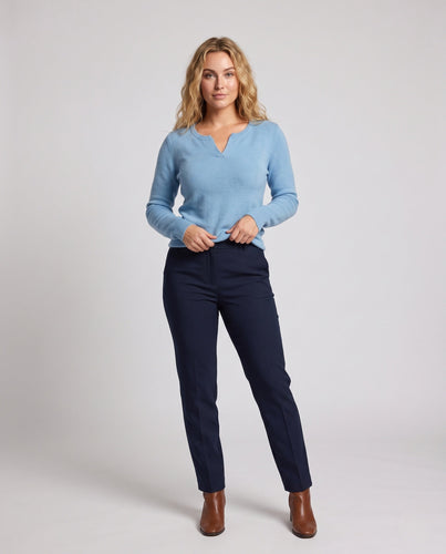 Damen feingestrickter Pullover mit kleinem Ausschnitt, Kaschmir-Look und taillierter Silhouette Shop Nory