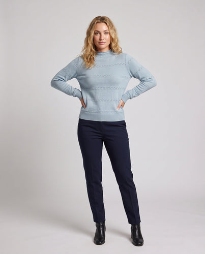 Damen Feinstrickpullover mit kurzem Stehkragen und Zier‑Ajourmuster Shop Nory