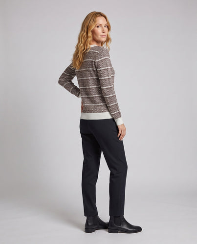 Damen Feinstrickpullover mit strukturiertem Karomuster und kontrastierenden Bündchen Shop Nory