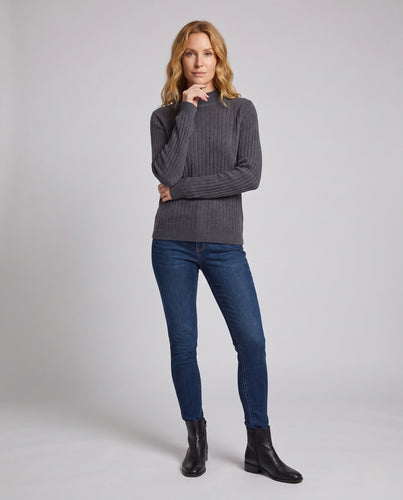 Damen Feinstrickpullover mit Waffelstruktur, kurzem Stehkragen und extralangen Bündchen Shop Nory