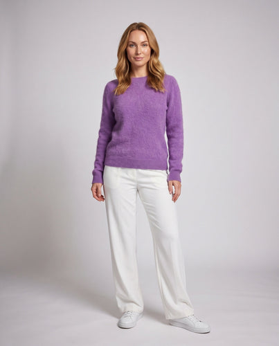 Damen Flauschiger Feinstrickpullover im Angora‑Look mit Rundhals, Oversize‑Silhouette und gerippten Bündchen Shop Nory