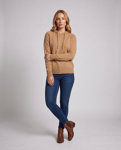 Damen Flauschiger Kapuzenpullover aus Mohair‑Mix mit Raglanärmeln Shop Nory