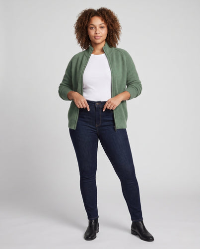 Damen Flauschiger Zip‑Up‑Mockneck‑Cardigan mit kaschmirähnlicher Haptik Shop Nory