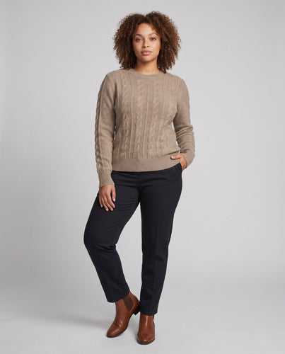 Damen Flauschiger Zopfmuster-Pullover aus Mohair‑Optik mit Rundhalsausschnitt Shop Nory