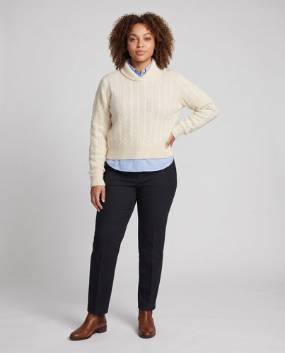 Damen Flauschiger Zopfmuster‑Pullover mit kurzem Mockneck und kaschmirähnlicher Optik Shop Nory