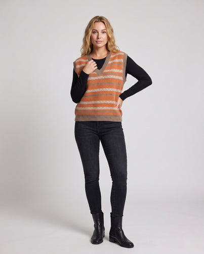 Damen Gemusterte Strickweste mit tiefem V‑Ausschnitt und Retro‑Jacquardstruktur Shop Nory