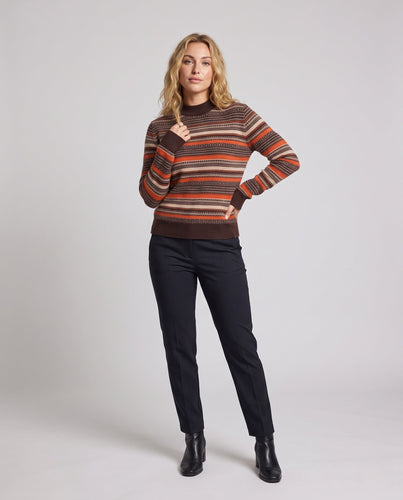 Damen Gestreifter Fair‑Isle Feinstrickpullover mit kurzem Stehkragen Shop Nory