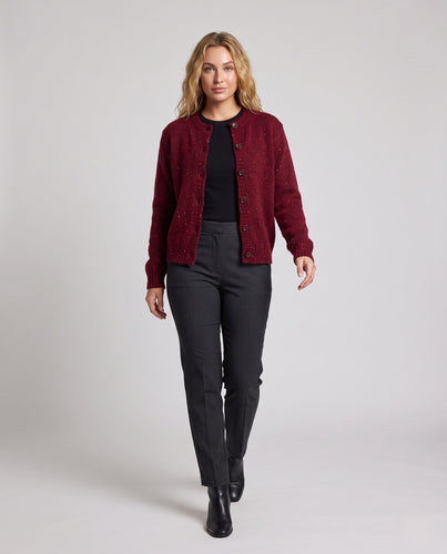 Damen Grobgestrickter Mohair‑Look Cardigan mit Glitzergarn und Perlenbrosche Shop Nory