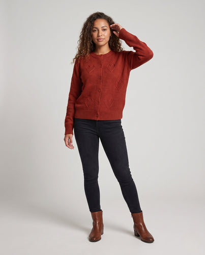 Damen Herz-Ajour Feinstrick-Cardigan mit Rundhalsausschnitt und kaschmirähnlicher Mohair-Optik Shop Nory