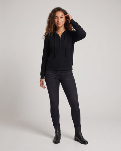Damen Kapuzen-Feinstrickjacke mit Reißverschluss und kaschmirähnlicher Haptik Shop Nory