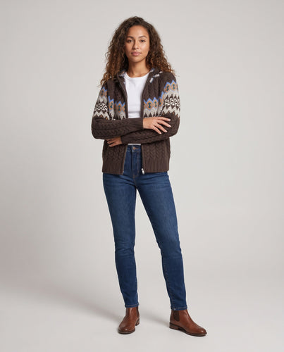 Damen Kapuzen-Strickjacke mit Zopf‑ und Norwegerstruktur, durchgehendem Reißverschluss Shop Nory