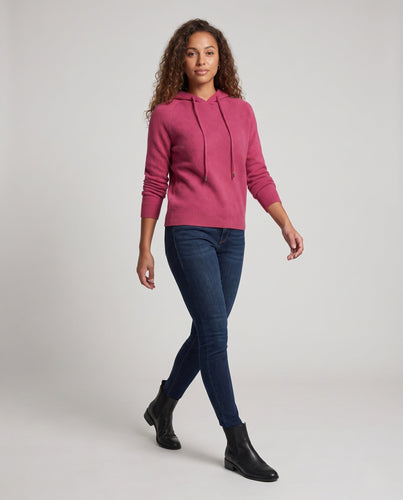 Damen Kapuzenpullover aus feinem Kaschmir‑Mix mit strukturierter Rauten‑Optik und gerippten Bündchen Shop Nory