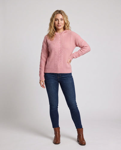 Damen Kapuzenpullover aus flauschigem Zopfstrick mit kaschmirähnlicher Optik Shop Nory