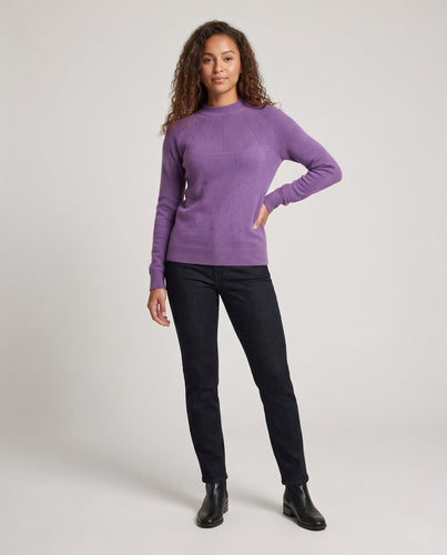 Damen Kaschmir-Optik Feinstrickpullover mit strukturierter Passe und Rundhalsausschnitt Shop Nory