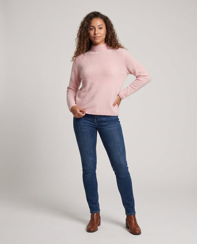 Damen Schmaler Mockneckpullover aus weichem Angora‑Mix mit feiner Rippenkante Shop Nory