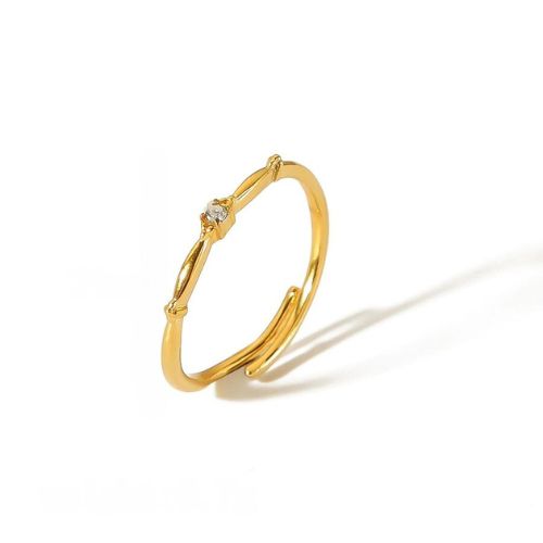 Ring "Ela" dezent in Edelstahl mit Zirkoniastein - 18k vergoldet | Shop Nory