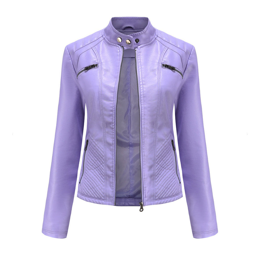 Lederjacke für Damen - Modische Jacke mit Reißverschluss