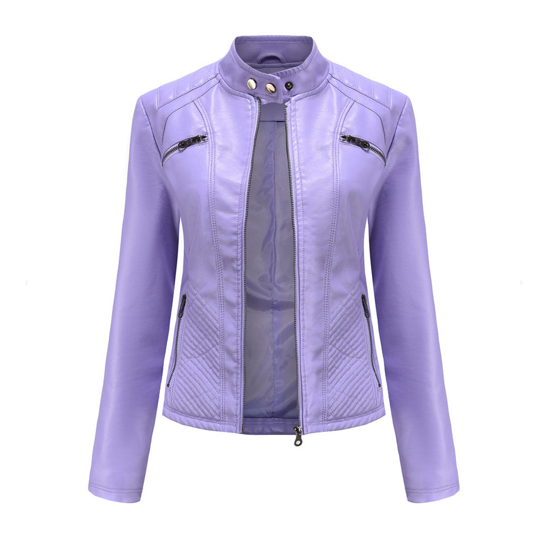 Lederjacke für Damen - Modische Jacke mit Reißverschluss