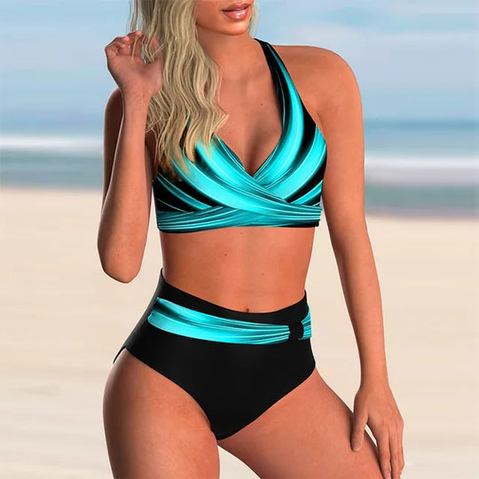 Push Up Halter Bikini Satz mit Hoher Taille für Damen