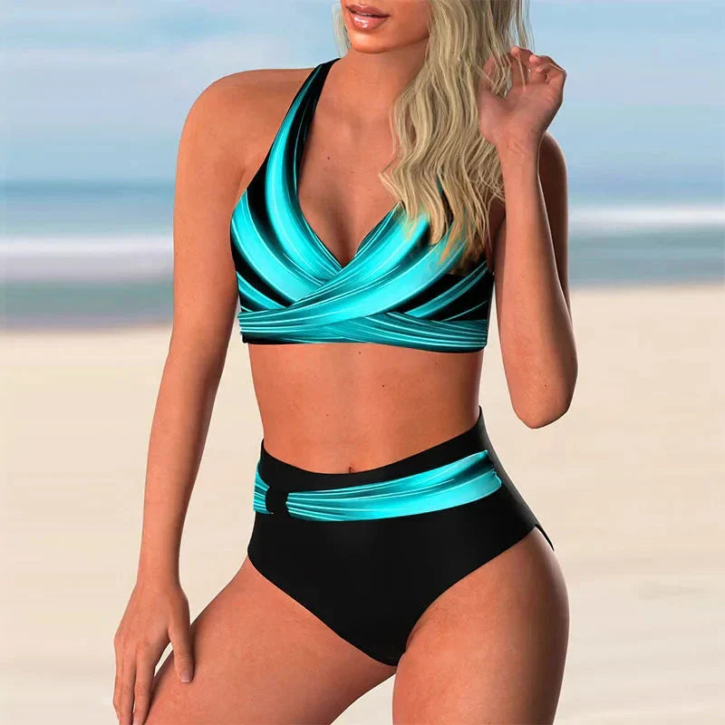 Push Up Halter Bikini Satz mit Hoher Taille für Damen