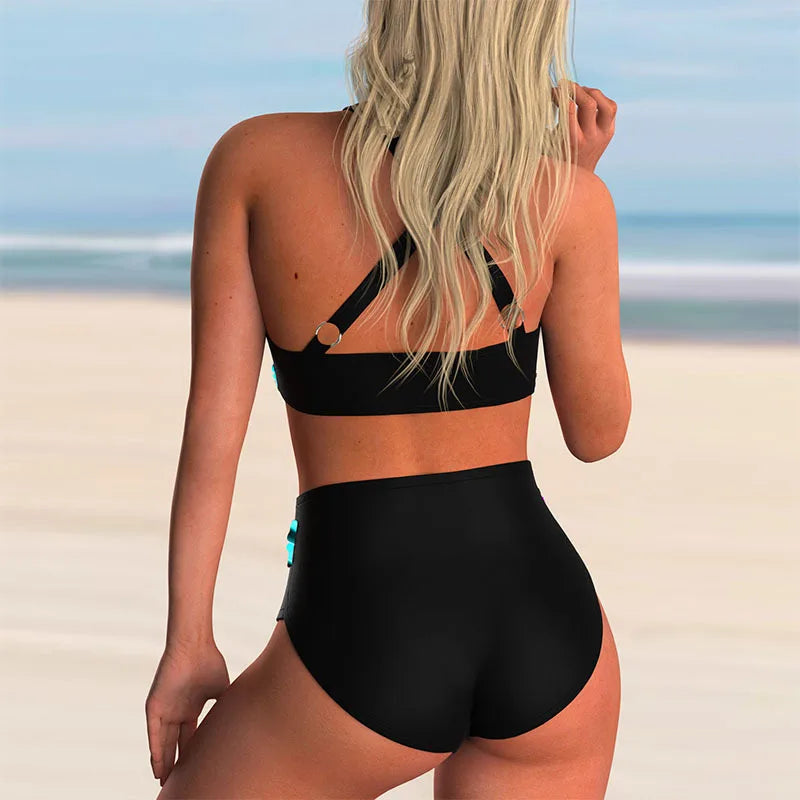Push Up Halter Bikini Satz mit Hoher Taille für Damen