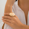 Damen Gold Plated Matt Glatt Oval Geometrisch Verstellbar Offene Band Ringe | Shop Nory