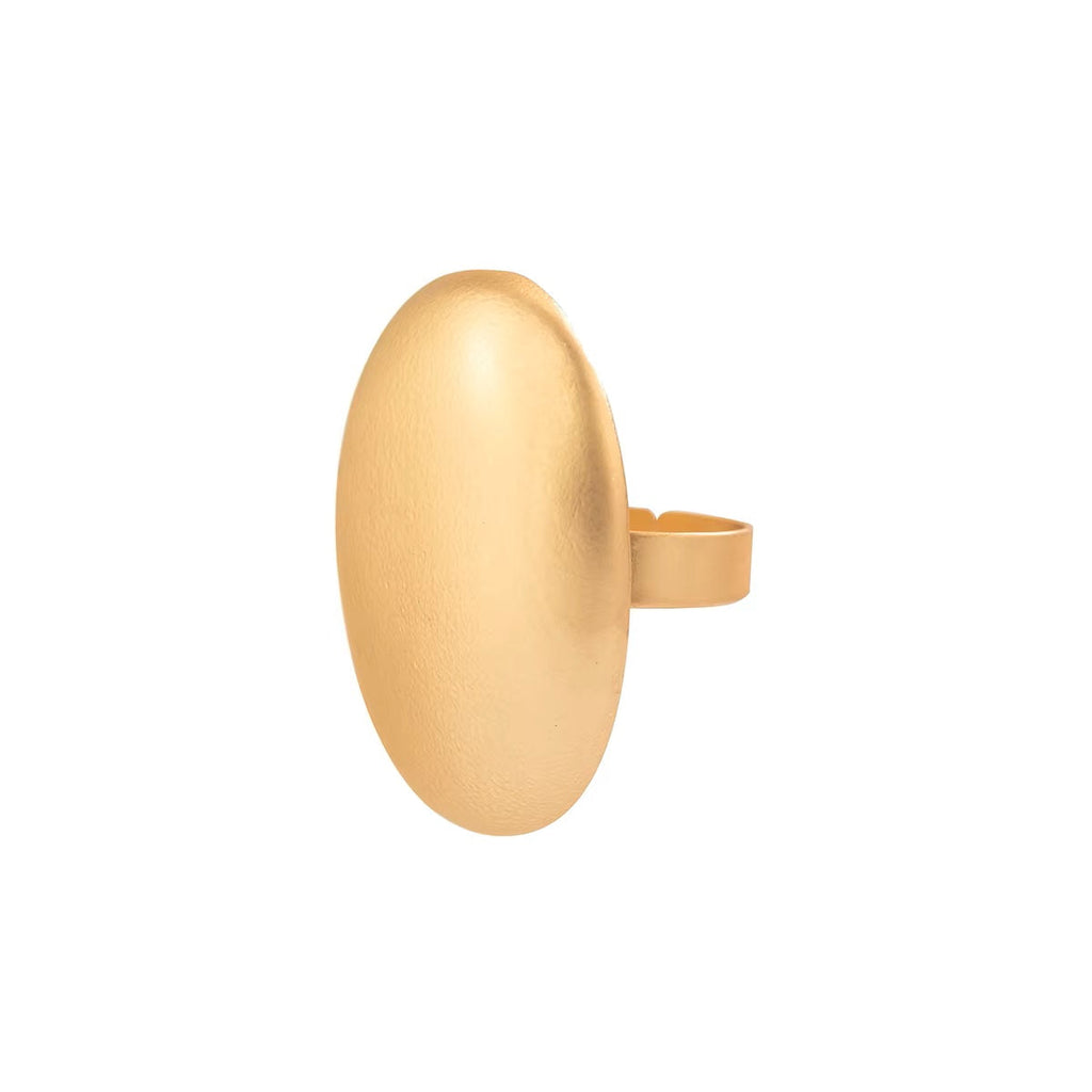 Damen Gold Plated Matt Glatt Oval Geometrisch Verstellbar Offene Band Ringe | Shop Nory