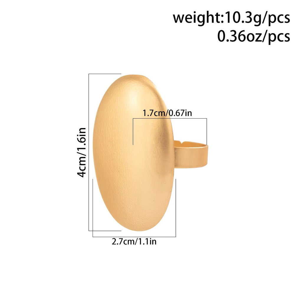 Damen Gold Plated Matt Glatt Oval Geometrisch Verstellbar Offene Band Ringe | Shop Nory