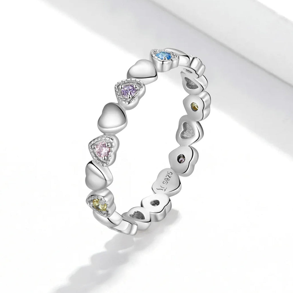 925 Sterling Silver Mode Regenbogen Herz Ringe | Shop Nory
