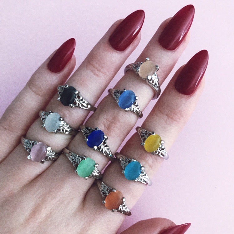 Regenbogen Kristall Edelstein Silberring | Shop Nory