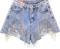 Diamond Quasten Zerrissene Jeansshorts