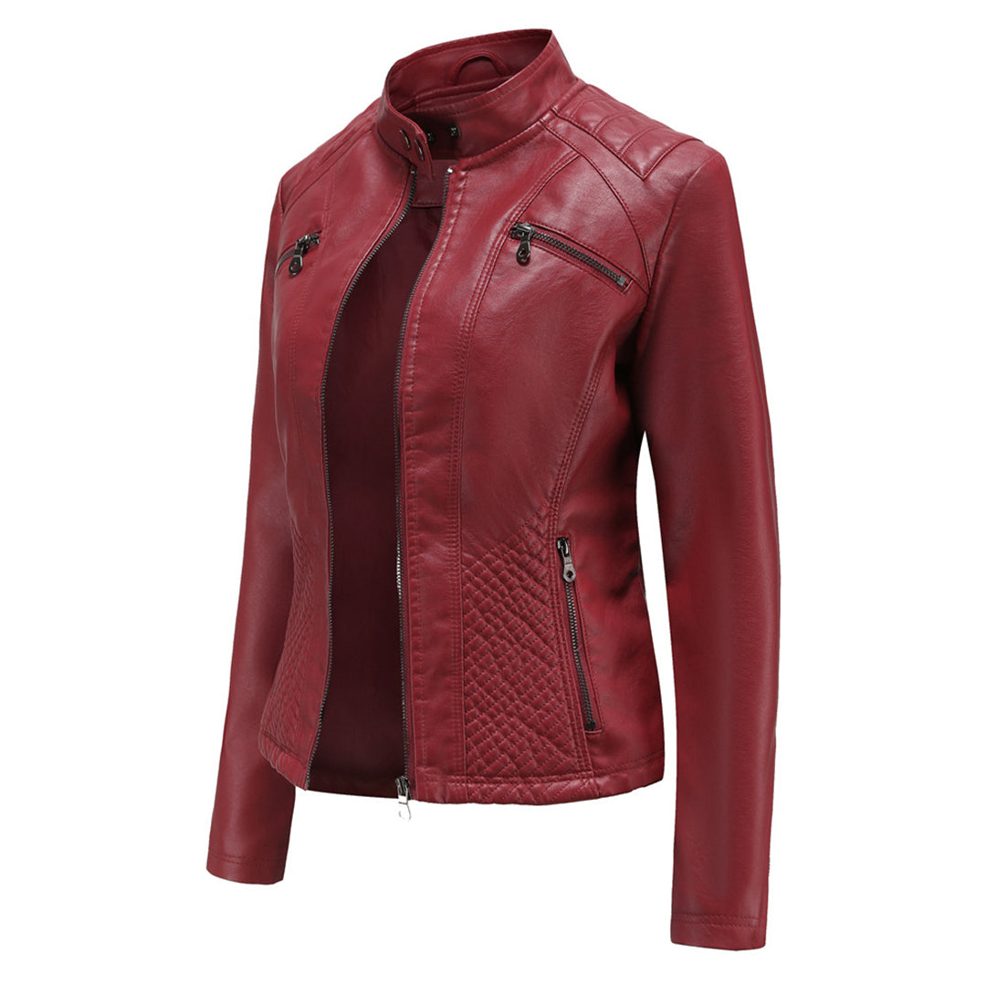 Lederjacke für Damen - Modische Jacke mit Reißverschluss