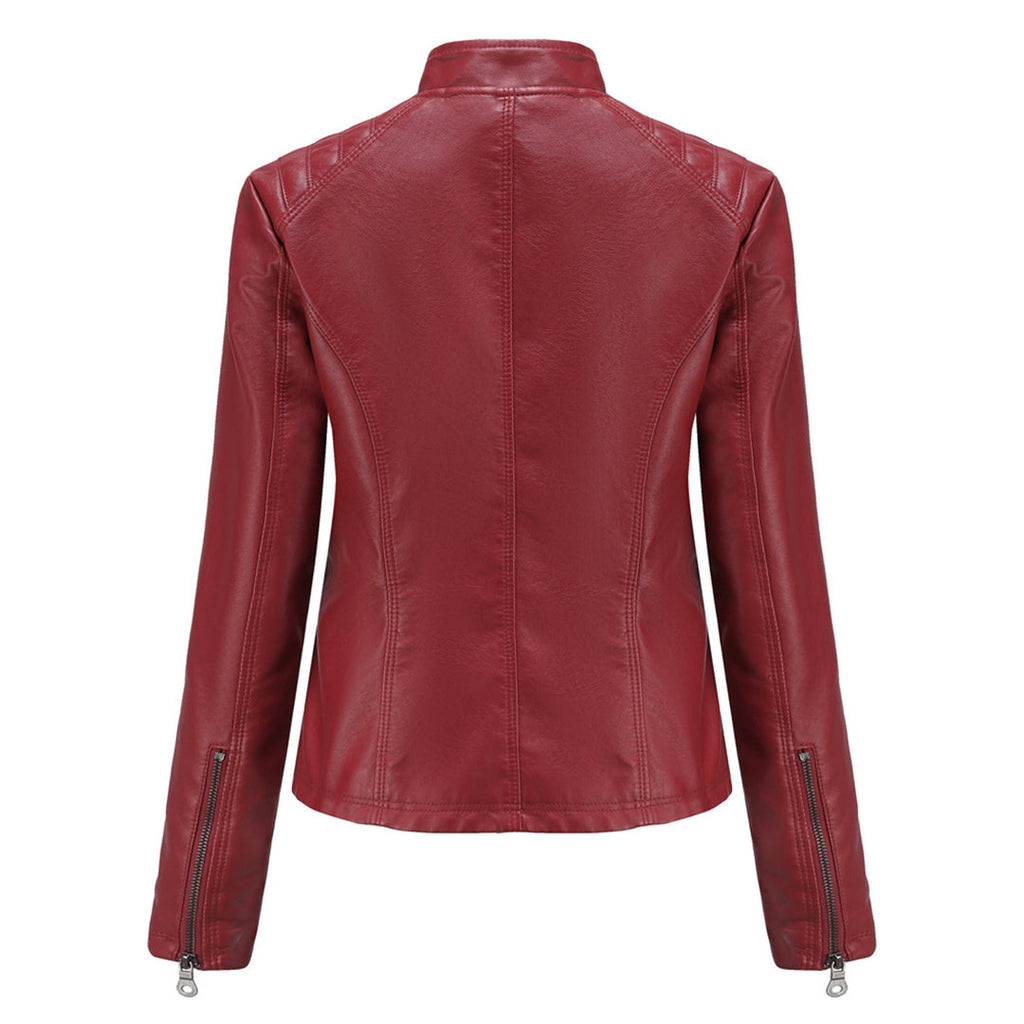 Lederjacke für Damen - Modische Jacke mit Reißverschluss