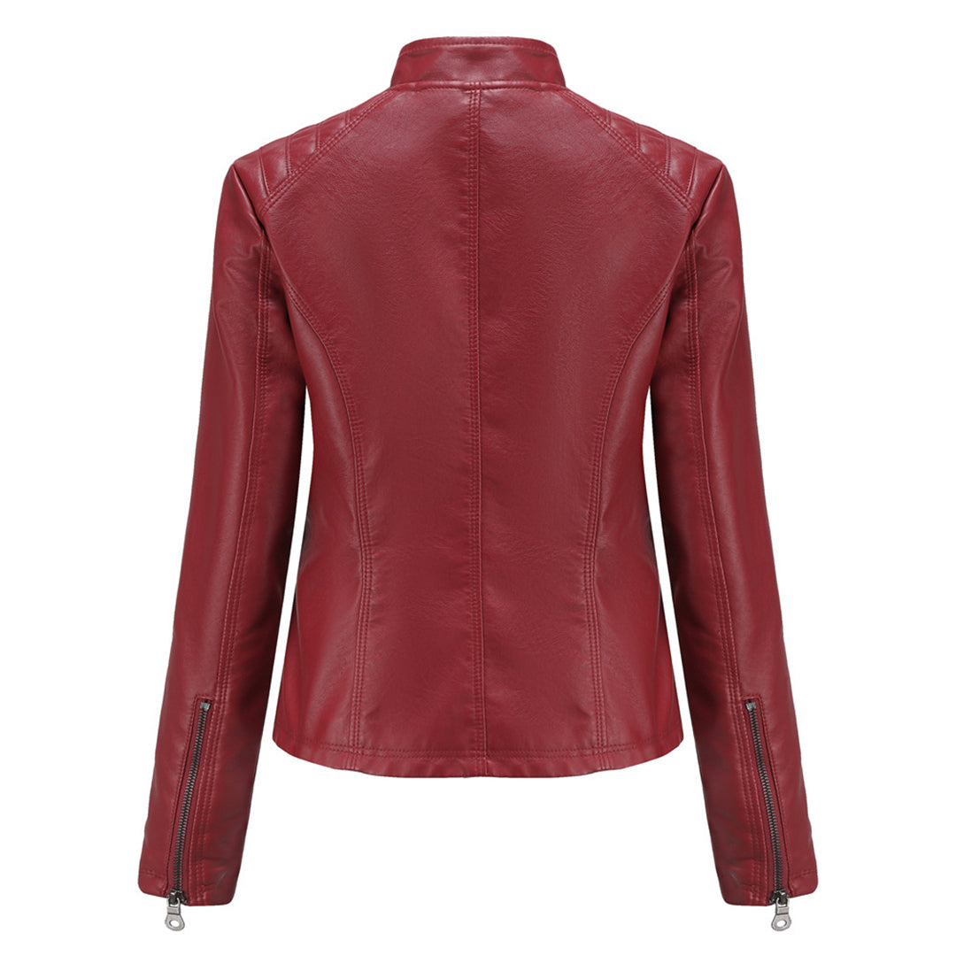 Lederjacke für Damen - Modische Jacke mit Reißverschluss
