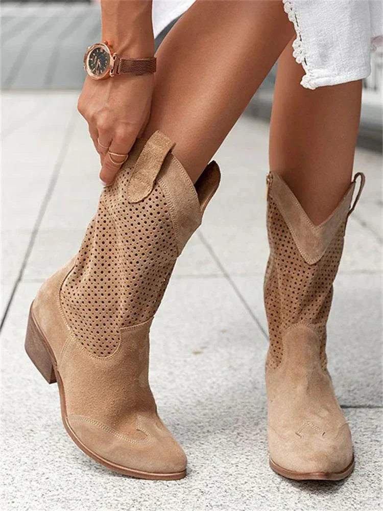 Atmungsaktive Schicke Cowboy-Stiefel mit Reißverschluss