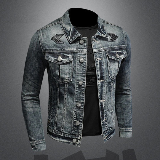 Herren Schwarze Denimjacke - Stonewashed-Stil