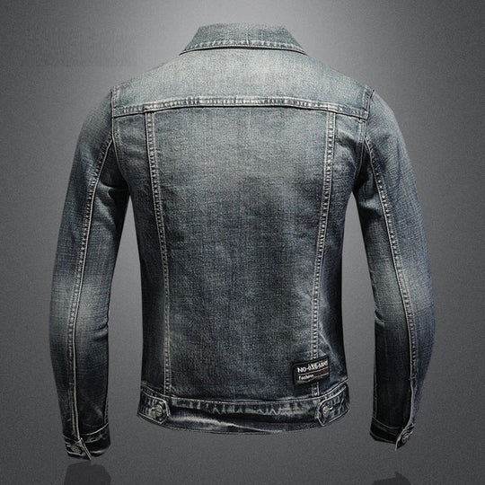 Herren Schwarze Denimjacke - Stonewashed-Stil