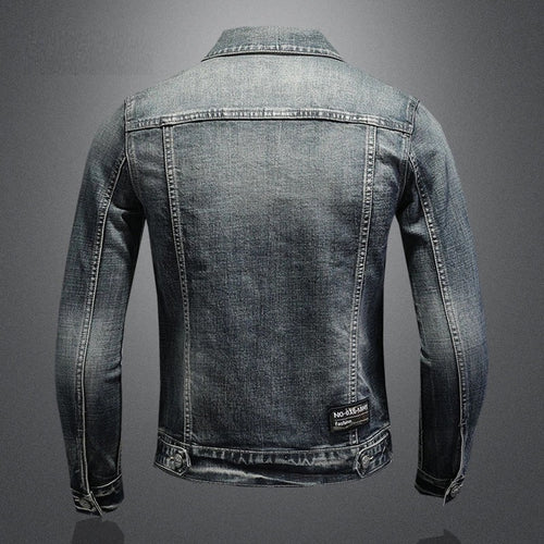 Herren Schwarze Denimjacke - Stonewashed-Stil
