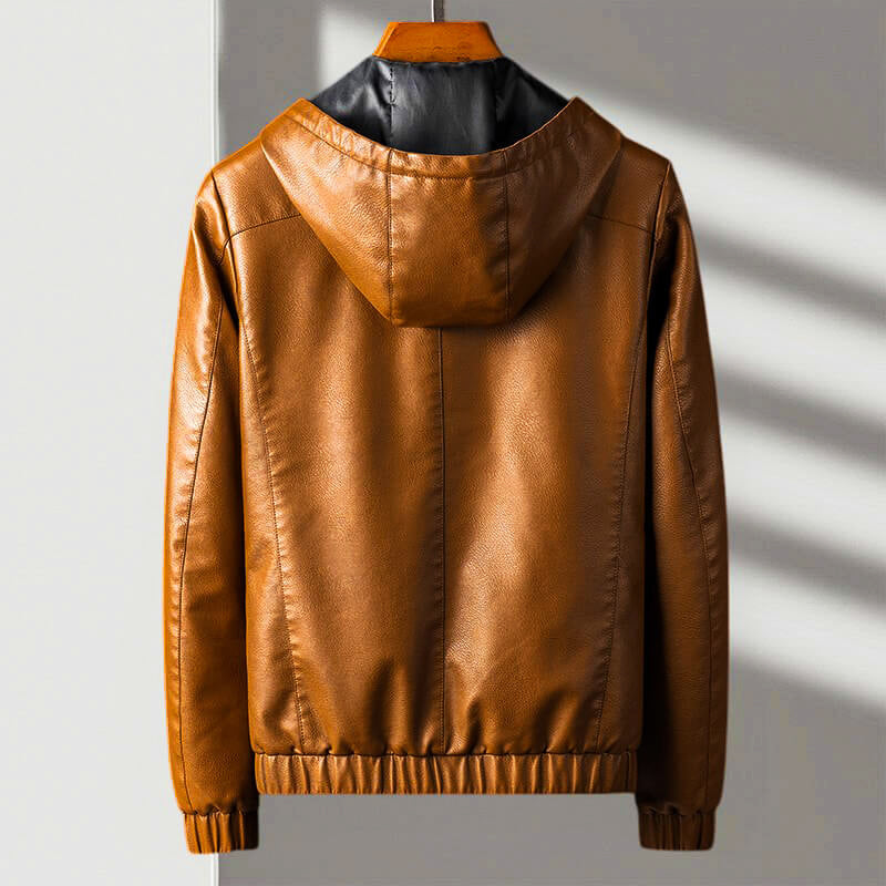 Kapuzenlederjacke