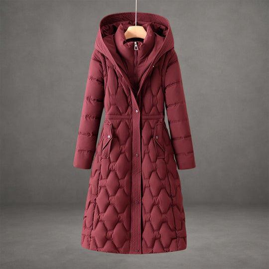 Kapuzen Maxi Puffer Mantel Steppmantel mit Knopfleiste