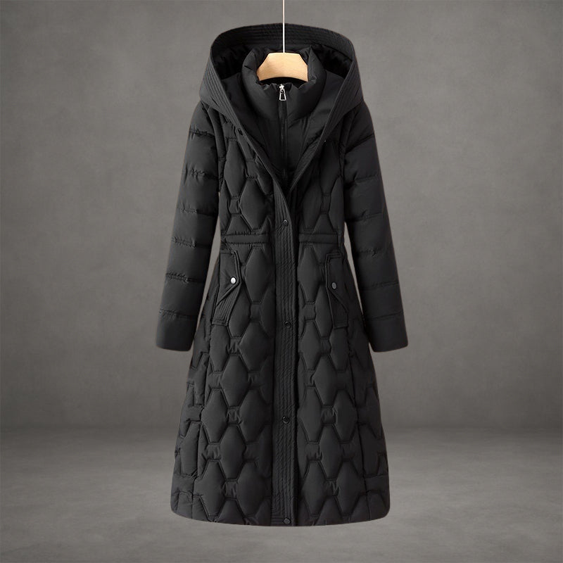 Kapuzen Maxi Puffer Mantel Steppmantel mit Knopfleiste