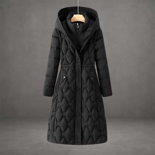 Kapuzen Maxi Puffer Mantel Steppmantel mit Knopfleiste