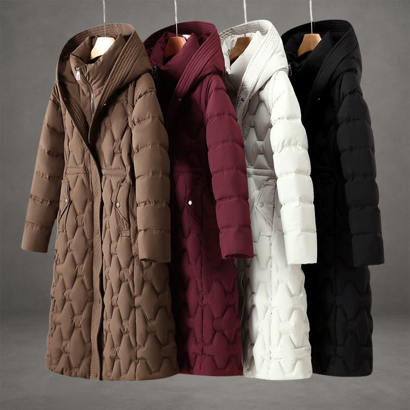 Kapuzen Maxi Puffer Mantel Steppmantel mit Knopfleiste