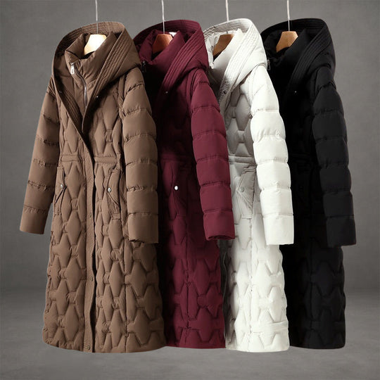 Kapuzen Maxi Puffer Mantel Steppmantel mit Knopfleiste