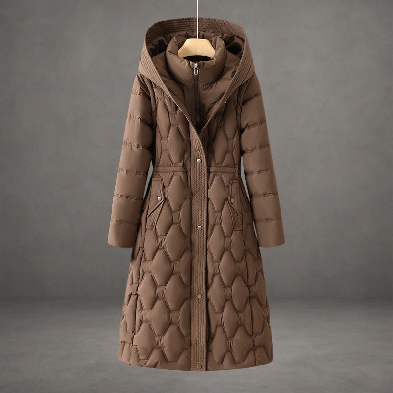 Kapuzen Maxi Puffer Mantel Steppmantel mit Knopfleiste