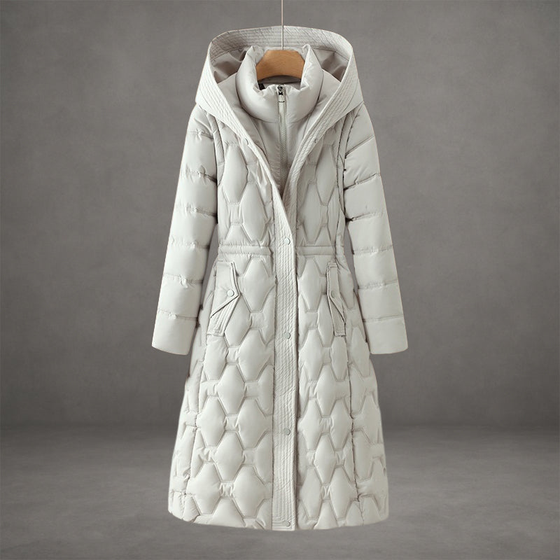 Kapuzen Maxi Puffer Mantel Steppmantel mit Knopfleiste