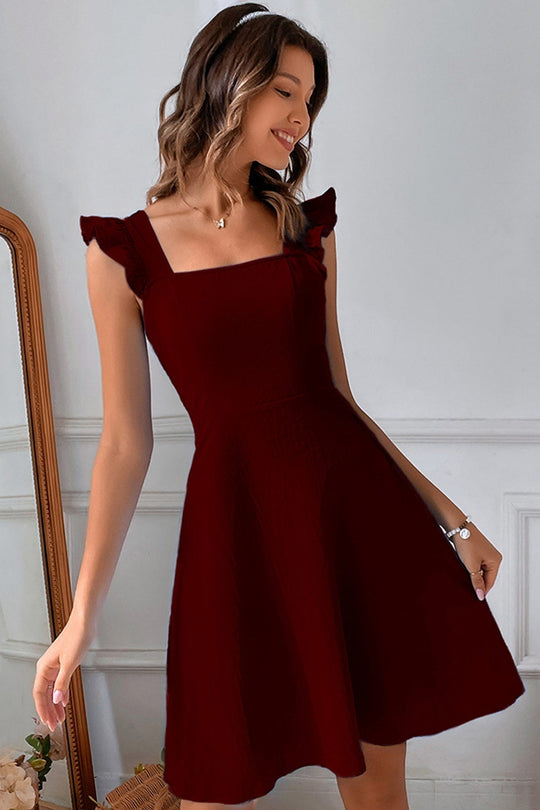 Rüschen Mini Kleid mit Rückenschnürung